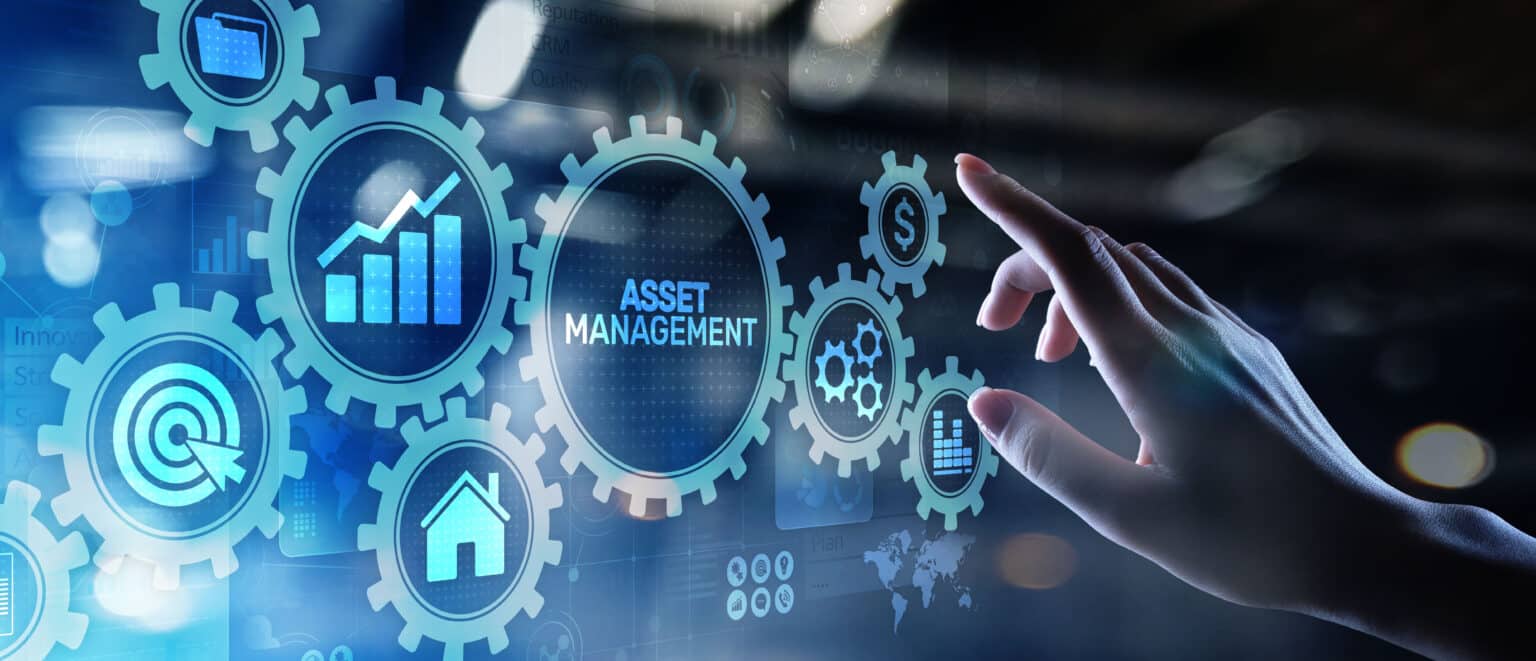 Asset management Business technology internet concept button on virtual screen.