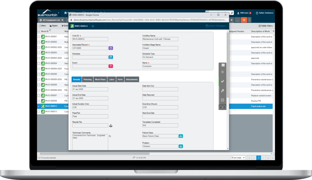 Blue Mountain Maintenance Management Software